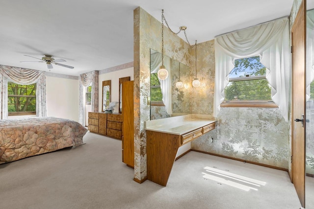 15075 Kings Ridge Ct, Brookfield, WI 53005 - bedroom with carpet flooring, wallpapered walls, and multiple windows