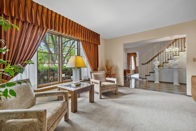 15075 Kings Ridge Ct, Brookfield, WI 53005 - carpeted living room featuring stairs