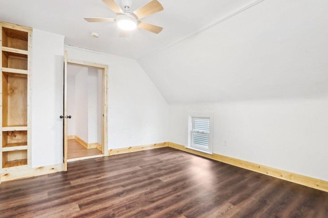 2533 S Austin St, Milwaukee, WI 53207 - bonus room with wood finished floors, baseboards, lofted ceiling, and ceiling fan