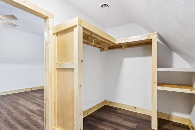 2533 S Austin St, Milwaukee, WI 53207 - walk in closet with wood finished floors, vaulted ceiling, and ceiling fan