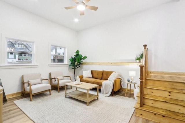 2533 S Austin St, Milwaukee, WI 53207 - sitting room with wood finished floors, ceiling fan, and stairway
