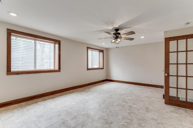 3104 Macharley Ln, La Crosse, WI 54601 - spare room featuring ceiling fan, baseboards, recessed lighting, and a smoke detector