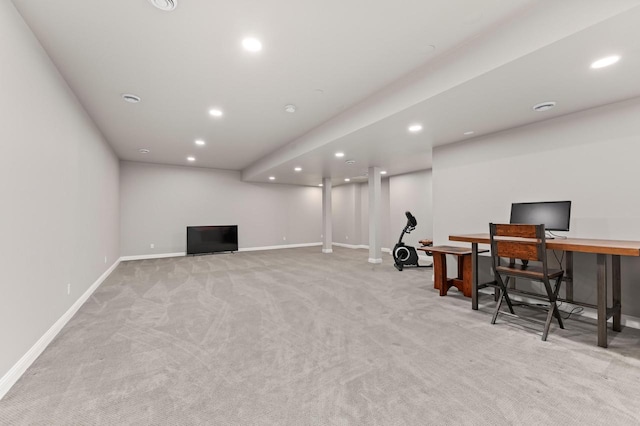N56W27213 Crispin Ct, Lisbon, WI 53089 - office area featuring light carpet, recessed lighting, and baseboards