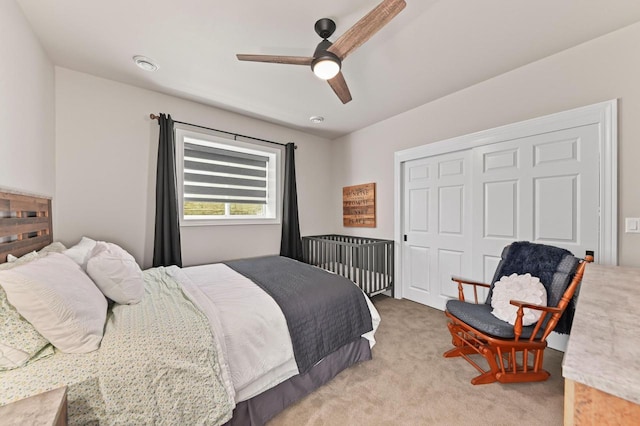 N56W27213 Crispin Ct, Lisbon, WI 53089 - bedroom with carpet flooring, a closet, and a ceiling fan