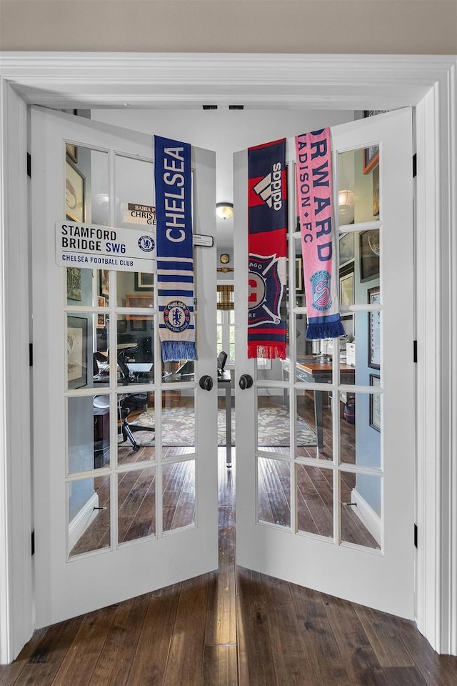 5119 Reynolds Ave, Waunakee, WI 53597 - doorway to outside featuring french doors and wood finished floors