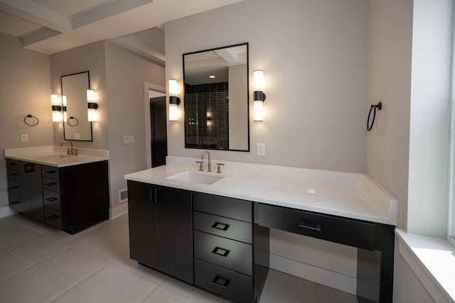 624 Green Bay Rd, Thiensville, WI 53092 - full bath featuring two vanities and tile patterned floors