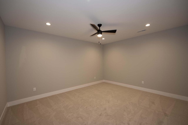 624 Green Bay Rd, Thiensville, WI 53092 - spare room featuring light colored carpet, ceiling fan, recessed lighting, and baseboards