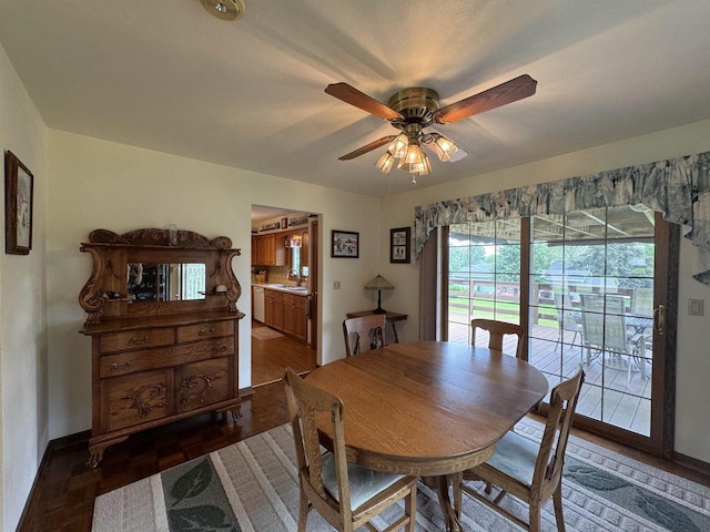 137 24th Ave, Monroe, WI 53566 - dining area with healthy amount of natural light, ceiling fan, and baseboards