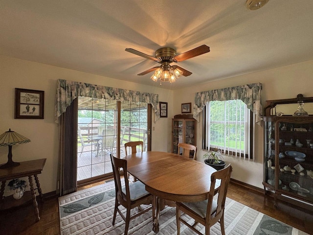 137 24th Ave, Monroe, WI 53566 - dining room featuring a ceiling fan and baseboards