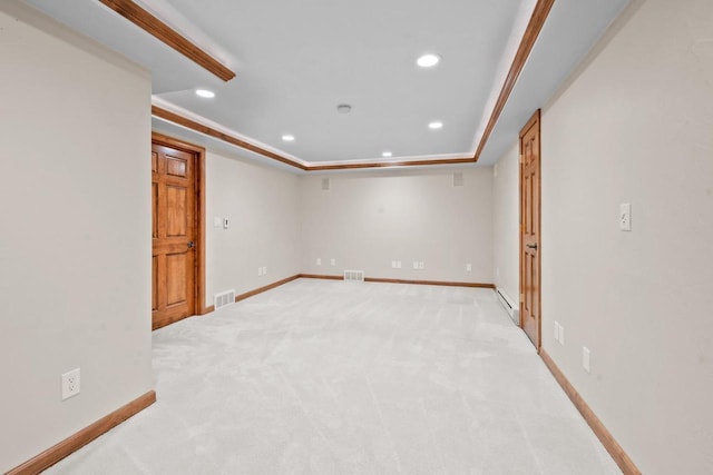 209 E Timberline Dr, Appleton, WI 54913 - spare room with recessed lighting, light carpet, a tray ceiling, and baseboards