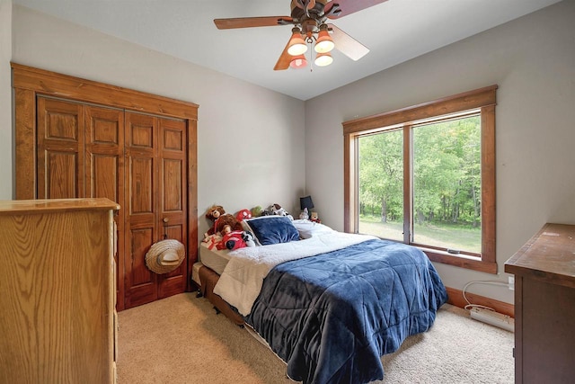1817 Bonk Ln, Little Suamico, WI 54141 - bedroom featuring light carpet and a ceiling fan