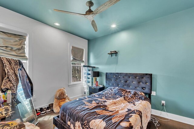 2505 N Oakland Ave Unit 2507, Milwaukee, WI 53211 - bedroom with baseboards, recessed lighting, and ceiling fan