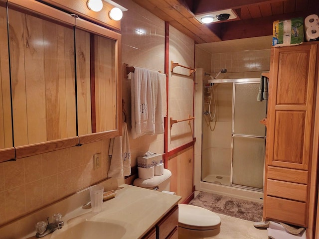 N9225 Sumac Ln, Gresham, WI 54128 - bathroom with a shower stall, toilet, and vanity