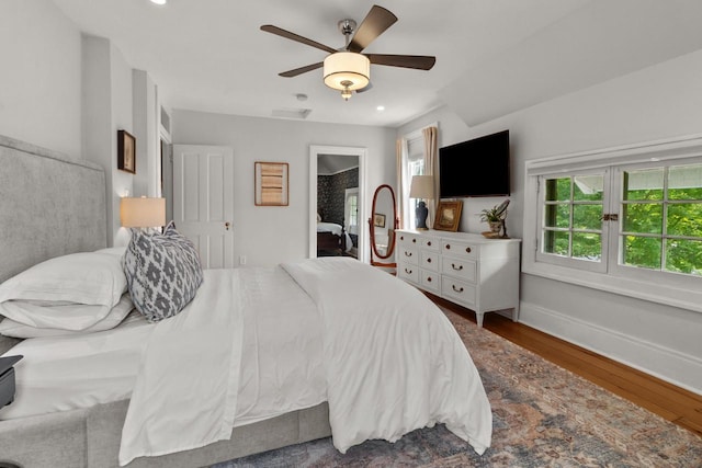 234 Warren St, Lake Geneva, WI 53147 - bedroom with wood finished floors, recessed lighting, ceiling fan, and baseboards