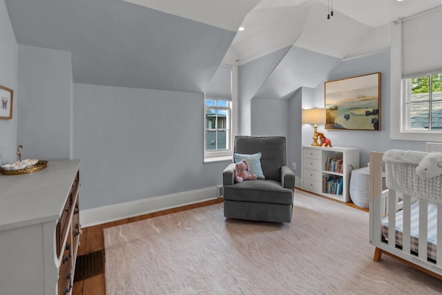 234 Warren St, Lake Geneva, WI 53147 - bedroom with wood finished floors, vaulted ceiling, and baseboards