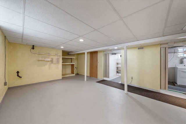 2147 S 90th St, West Allis, WI 53227 - finished basement with washer / dryer, a paneled ceiling, recessed lighting, and baseboards