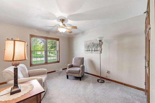 3611 Glen Kent Ct, Green Bay, WI 54313 - sitting room featuring baseboards, carpet flooring, and ceiling fan