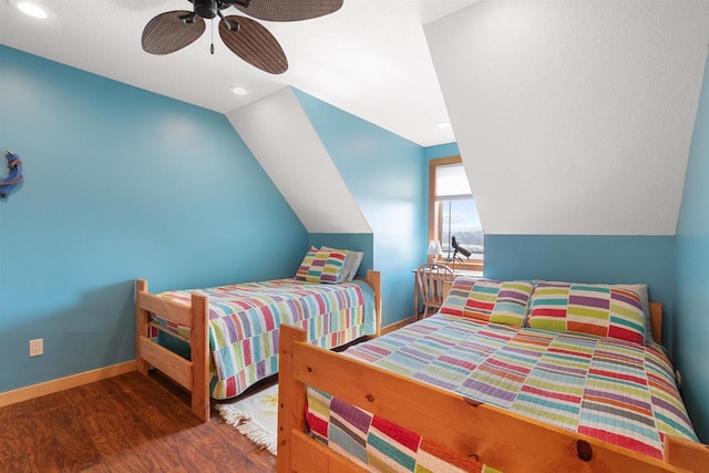 N8092 15th Ave, New Lisbon, WI 53950 - bedroom with wood finished floors, ceiling fan, recessed lighting, and baseboards