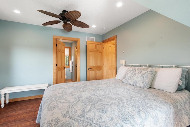 N8092 15th Ave, New Lisbon, WI 53950 - bedroom featuring recessed lighting, baseboards, wood finished floors, and ceiling fan