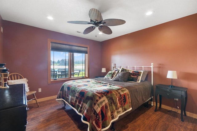 N8092 15th Ave, New Lisbon, WI 53950 - bedroom featuring baseboards, wood finished floors, recessed lighting, and ceiling fan