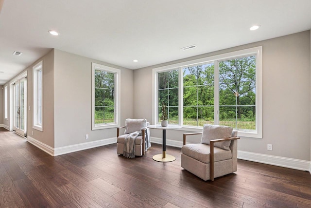 10031 N Range Line Rd, Mequon, WI 53092 - sitting room featuring dark wood-type flooring and recessed lighting