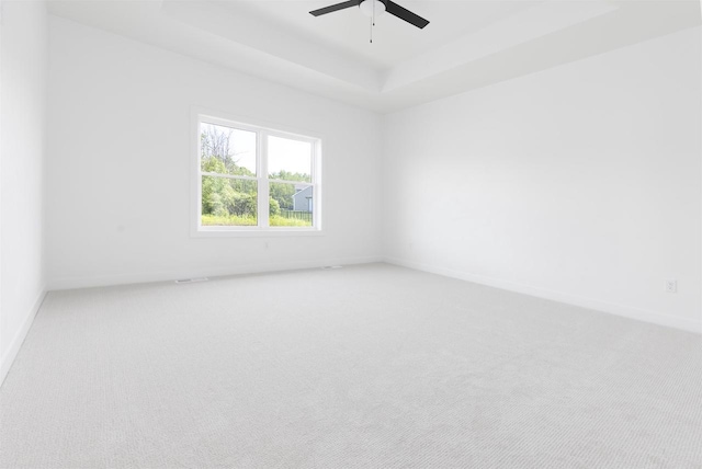 2590 N Stellita Cir, De Pere, WI 54115 - unfurnished room featuring carpet flooring, a ceiling fan, baseboards, and a tray ceiling