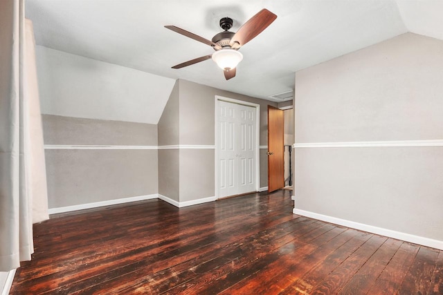 N3438 State Rd 76, Hortonville, WI 54944 - bonus room featuring wood-type flooring, lofted ceiling, baseboards, and ceiling fan