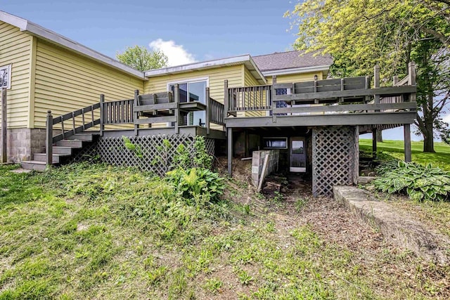 N3438 State Rd 76, Hortonville, WI 54944 - back of property with a deck and stairway