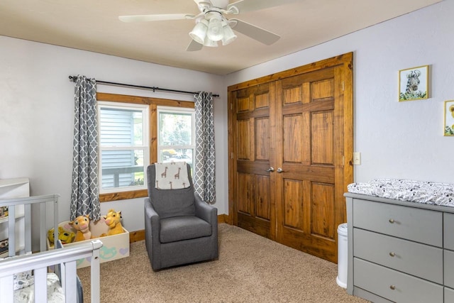 2946 Shadow Ln, Oshkosh, WI 54901 - sitting room featuring carpet floors and a ceiling fan