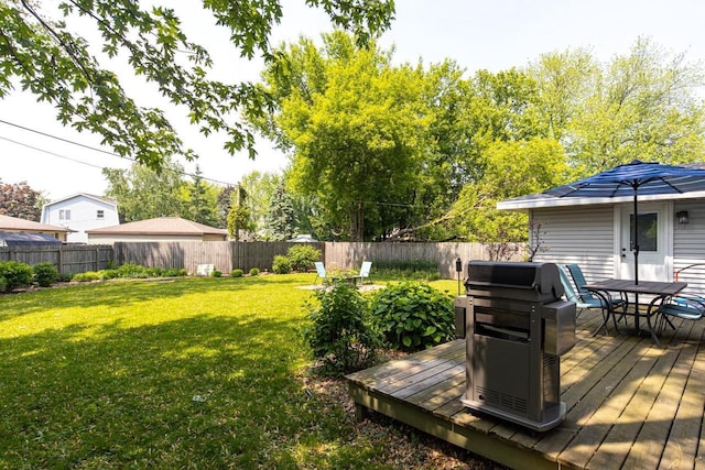 2946 Shadow Ln, Oshkosh, WI 54901 - view of yard featuring outdoor dining space and a wooden deck