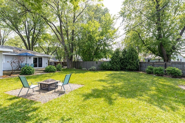 2946 Shadow Ln, Oshkosh, WI 54901 - view of yard featuring a fire pit and a deck