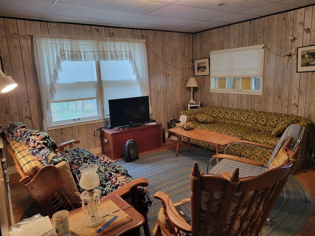 N9221 Sumac Ln, Gresham, WI 54128 - living room with wood walls