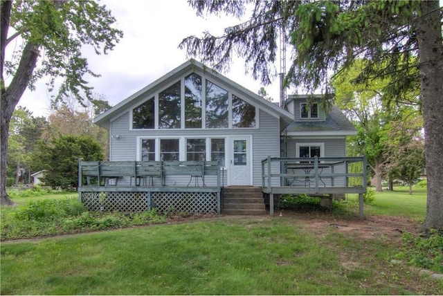 17174 59th Ave, Chippewa Falls, WI 54729 - back of house with a wooden deck and a yard