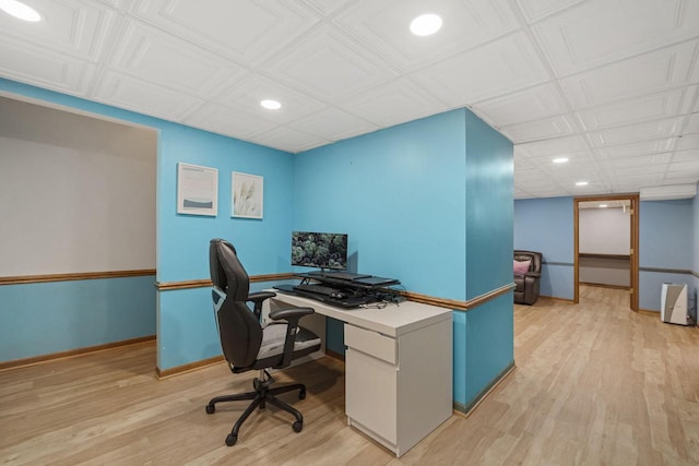 920 Oakwood Ln Unit C, Brookfield, WI 53045 - home office featuring light wood-type flooring and recessed lighting