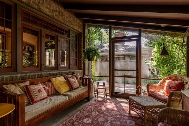 1705 Emerson St, Beloit, WI 53511 - sunroom with plenty of natural light and beam ceiling