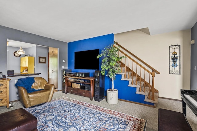 625 S Olson Ave Unit H, Appleton, WI 54914 - carpeted living room with stairs and baseboards