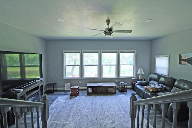 302 Lakeshore Dr, Avoca, WI 53506 - living room with a ceiling fan, wood finished floors, and recessed lighting