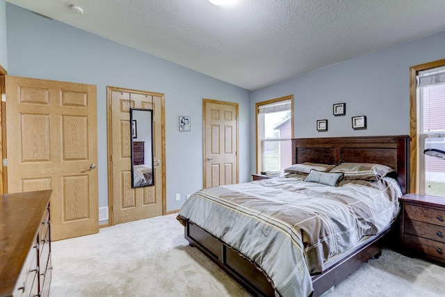 S5472 Mammoth Trl, Baraboo, WI 53913 - bedroom featuring vaulted ceiling, carpet, multiple windows, and a textured ceiling