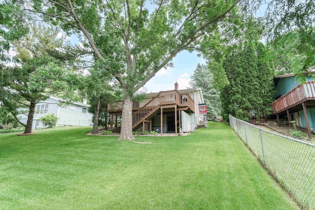 2806 Maple Grove Dr, Madison, WI 53719 - view of yard featuring stairs and a deck