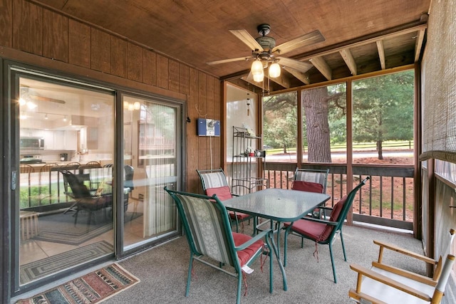1251 Canyon Rd Unit 40, Wisconsin Dells, WI 53965 - sunroom with a ceiling fan and outdoor dining area
