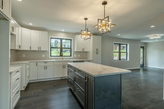 600 8th Ave, New Glarus, WI 53574 - kitchen with a sink, dark wood-style flooring, plenty of natural light, and recessed lighting