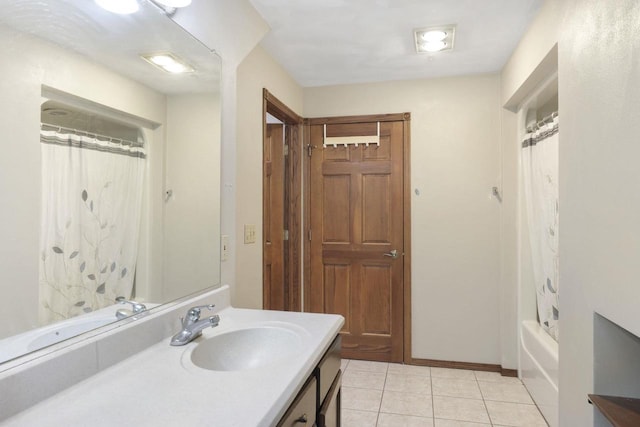 6500 E Decorah Ave, Oshkosh, WI 54902 - bathroom featuring vanity, tile patterned floors, and shower / bath combo
