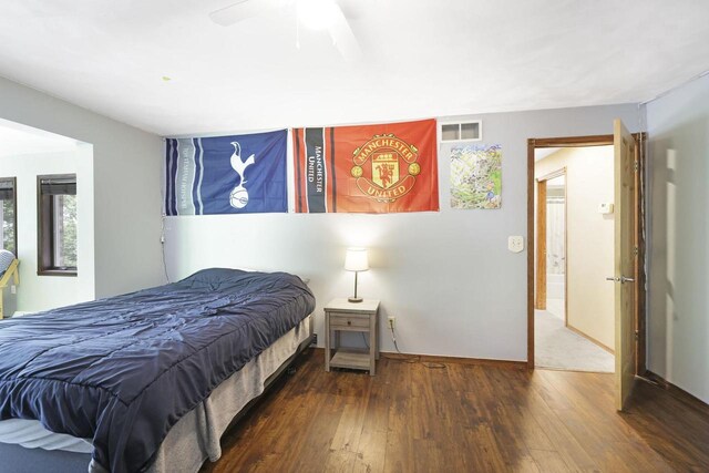 6500 E Decorah Ave, Oshkosh, WI 54902 - bedroom with wood-type flooring and ceiling fan