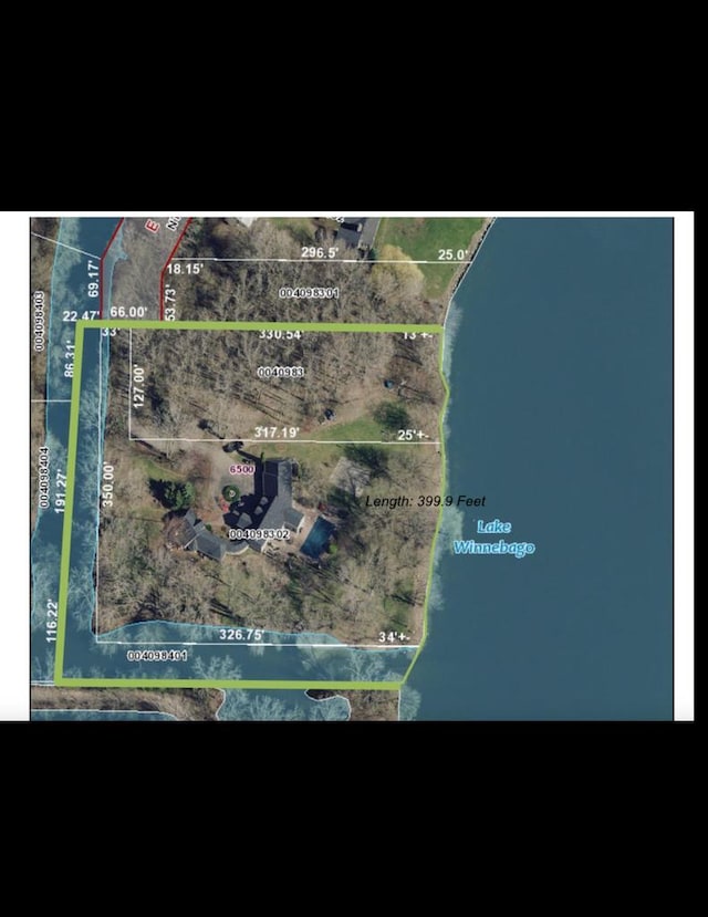 6500 E Decorah Ave, Oshkosh, WI 54902 - aerial view of property's location with property parcel outlined