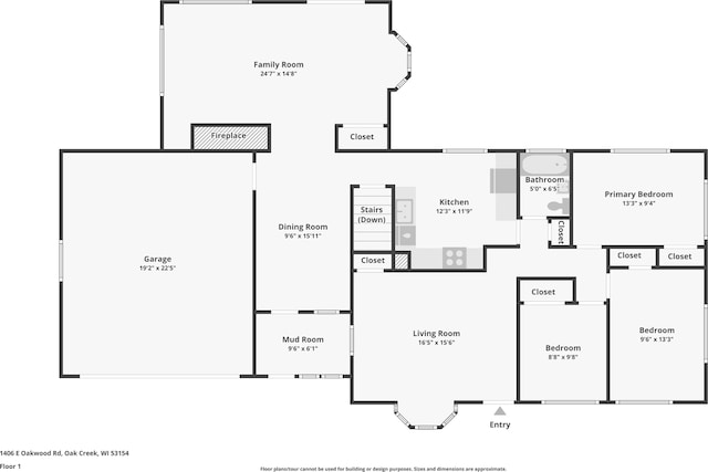 1406 E Oakwood Rd, Oak Creek, WI 53154 - home floor plan