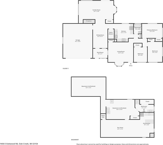 1406 E Oakwood Rd, Oak Creek, WI 53154 - floor plan / room layout