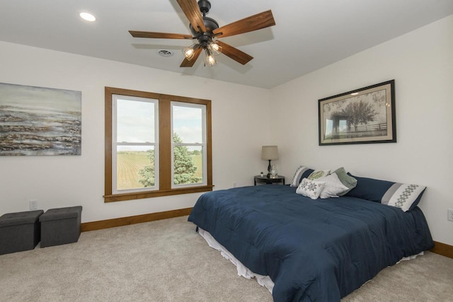W6497 Vandre Rd, Johnson Creek, WI 53038 - carpeted bedroom with baseboards, ceiling fan, and recessed lighting