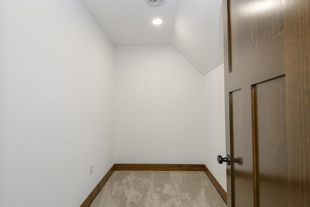W6497 Vandre Rd, Johnson Creek, WI 53038 - additional living space with carpet floors, baseboards, vaulted ceiling, and recessed lighting