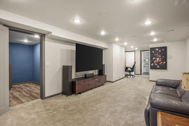 412 Frost Woods Rd, Monona, WI 53716 - living room featuring light colored carpet and recessed lighting