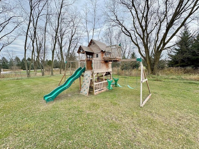 N8415 Branch Rd, Ixonia, WI 53036 - view of jungle gym with a yard